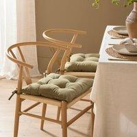 Yard Slub Cotton 2-Pack Plain Indoor/Outdoor Seat Pads in Dark Green | Size: 40 cm x 40 cm