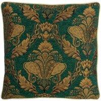 Paoletti Shiraz Traditional Jacquard Pipe Trimmed Cushion in Emerald | Size: 45 cm x 45 cm