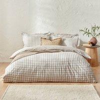 Yard Barton Gingham Check Reversible Duvet Cover Set in Natural | Size: Single