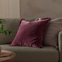 Yard Bertie 100% Cotton Velvet Cushion in Dark Red | Size: 45 cm x 45 cm