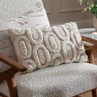 HOEM Fosse Abstract Dyed Yarn Cushion in Cream | Size: 30 cm x 50 cm