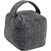 Nicola Spring Herringbone Door Stop - 16 x 16cm - Grey | Size: 16 x 16 cm