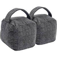 Nicola Spring Herringbone Door Stops - 16 x 16cm - Grey - Pack of 2 | Size: 16 x 16 cm