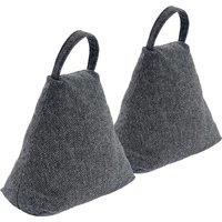 Nicola Spring Herringbone Door Stop - 23 x 22.5cm - Grey - Pack of 2 | Size: 23 x 22.5 cm