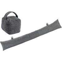 Nicola Spring Herringbone Door Stop & Draught Excluder Set - Grey