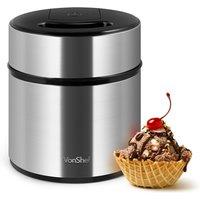VonShef 2L Capacity Silver Ice Cream Maker Machine in Metallic Silver
