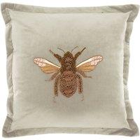Voyage Maison Layla Velvet Embroidered Bee Cushion in Natural | Size: 50 cm x 50 cm