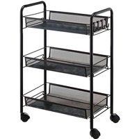 MANTRARAJ 3 Tier Storage Trolley Wheeled Storage Basket Kitchen Rolling Rack in Black