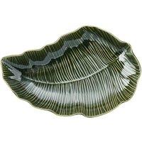 Mikasa Jardin Leaf-Shaped Stoneware Serving Dish, 31.5cm, Green in Dark Green
