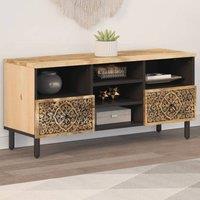 Berkfield Home TV Cabinet 100x33x46 cm Solid Wood Mango in Brown | Size: 100 x 33 x 46 cm