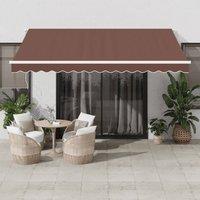 Berkfield Home Manual Retractable Awning with LED Brown 400x300 cm