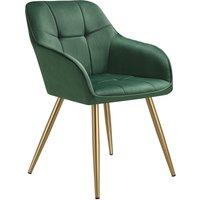 tectake Dining Chair Marilyn Per Piece - Dark Green/Gold in Dark Green | Size: 1 Pack