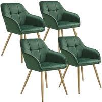 tectake Dining Chair Marilyn Set Of 4 - Dark Green/Gold in Dark Green | Size: 4 Pack