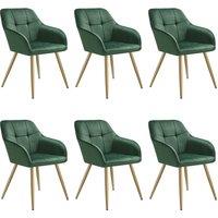 tectake Dining Chair Marilyn Set Of 6 - Dark Green/Gold in Dark Green | Size: 6 Pack