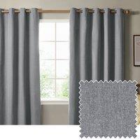 Furn The Ultimate Blackout Textured Woven Eyelet Curtain Pair in Pale Blue | Size: 229 cm width x 229 cm drop