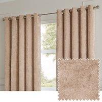Paoletti Lustre Velvet Fully Lined Eyelet Curtain Pair in Nude | Size: 168 cm width x 183 cm drop