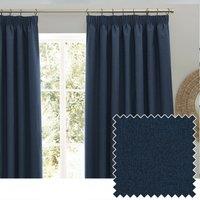 Furn Dawn Blackout Pencil Pleat Curtain Pair in Dark Blue | Size: 168 cm width x 183 cm drop