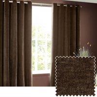 Yard Heavy Chenille Velvet Room Darkening Eyelet Curtain Pair in Brown | Size: 229 cm width x 183 cm drop