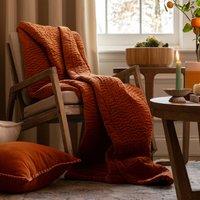 Voyage Maison Haze 100% Cotton Velvet Quilted Throw in Burnt Orange | Size: 140 cm x 200 cm