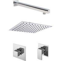 Balterley 1 Outlet Shower Bundle Stop Tap Temperature Control Arm Head in Silver