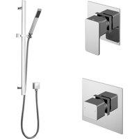 Balterley 1 Outlet Shower Bundle Stop Tap Temperature Control Slide Rail Kit in Silver