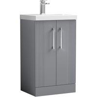 Balterley Floor Standing 2 Door Vanity Unit - Mid-Edge Basin 500mm, Satin Grey