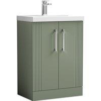 Balterley Floor Standing 2 Door Vanity Unit - Thin-Edge Basin 600mm, Satin Green