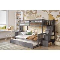 Flair Tag Triple Staircase Bunk Bed with Trundle in Grey | Size: Double