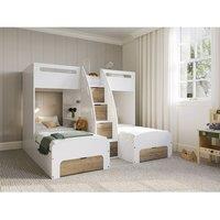 Flair Eddie Staircase Triple Bunk Bed with Storage in Brown | Size: Single
