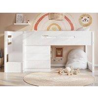 Flair Luca Ribbed Mid Sleeper with 3 Drawer Chest in White | Size: Single