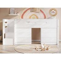 Flair Luca Ribbed Mid Sleeper with 3 Drawer Chest Pair in White | Size: Single