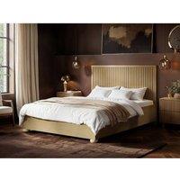 Solace+Co Theo Ribbed Ottoman Bed Light Wood in Light Oak | Size: Double