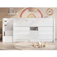 Flair Luca Ribbed Mid Sleeper Storage Bed in White | Size: Single