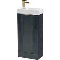 Balterley Dark Grey 400mm Floor Standing Vanity Unit with Brushed Brass Handle