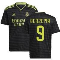 Real Madrid Junior 2022 - 2023 Third Shirt - Benzema 9 in Black | Size: 15-16 Years