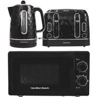 Hamilton Beach Diamond Kettle, Toaster & Stainless Steel Cavity Microwave Set - Black