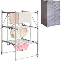 Cooks Professional 3-Tier Heated Clothes Airer with Digital Timer, 3 Heats & Cover in Silver