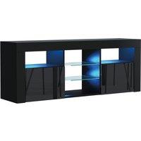 Mex Furniture LTD TV Unit with LED Lighting & Gloss Doors / 145cm in Black
