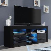 Creative Furniture Pulse TV Unit 145cm - A Stylish & Practical Cabinet with Gloss Doors & LED Lights in Black