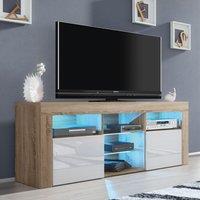 Creative Furniture Pulse TV Unit 145cm - A Stylish & Practical Cabinet with Gloss Doors & LED Lights in Light Oak