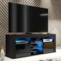 Creative Furniture Pulse TV Unit 145cm - Black with Gloss Doors & LED Lights