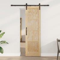 Berkfield Home Sliding Door with Hardware Set 61x198.5 cm Solid Wood Pine in Beige