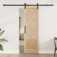 Berkfield Home Sliding Door with Hardware Set 61x198, 5 cm Solid Wood Pine in Beige