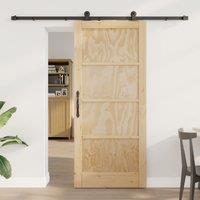 Berkfield Home Sliding Door with Hardware Set "ORKDAL" Solid Wood Pine in Beige