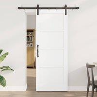 Berkfield Home Sliding Door with Hardware Set White 78x202 cm Solid Wood Pine