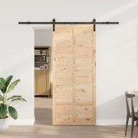 Berkfield Home Sliding Door Brown 90 x 208 cm Solid pine wood