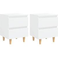 Berkfield Home Bed Cabinets with Solid Pinewood Legs 2 pcs White 40x35x50 cm | Size: 40 x 35 x 50 cm