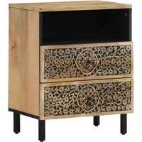 Berkfield Home Bedside Cabinet 50x33x60 cm Solid Wood Mango in Brown | Size: 50 x 33 x 60 cm