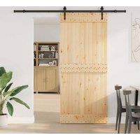 Berkfield Home Sliding Door with Hardware Set 90x210 cm Solid Wood Pine in Tan