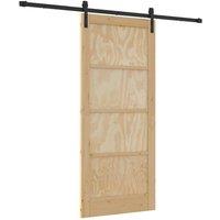 Berkfield Home Sliding Door with Hardware Set 86x198.5 cm Solid Wood Pine in Beige